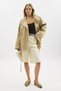 Belted High-Collar Short Trench Coat Sand - 4