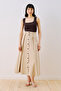 Lula Buttoned Skirt with Pleat Detail, Sand Color - 2