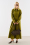 Pleated Waist Shirt Dress Oil Green - 2