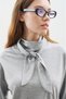 High Neck Tie-Up Blouse Gray Melange - 3