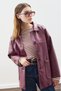 Classic Cut Leather Jacket Mürdüm - 3