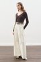 Wide Pleated Gabardine Pants Ecru - 2