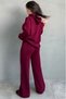 Burgundy Hooded Women's Knitwear Set Mg2892 - 6