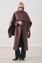 Soft Clothed Overcoat with Shoulder Straps Mürdüm - 4