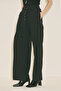 Wide Pleated Detail Ke Belt Pants Black - 7