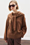 Square Neck Tie-Up Knitwear Scarf Warm Brown - 2
