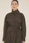 High-Neck Short Shirt Brown - 5