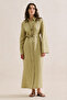 Linen Belted Shirt Dress Sand