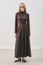Belt-Detail Flared Skirt Brown - 3