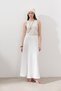 Linen Stitched Detail Skirt Ecru - 6