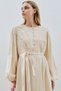 Textured Embroidery Detailed Dress Natural - 5