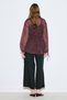 Gathered Tie-Up Blouse Burgundy - 8