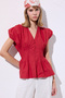 Beli Pile Detail Sleeveless Bluz Red - 5