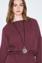 Muslin Dress with Drawstring Waist Mürdüm - 2