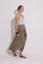 Modal Ruched Long Skirt Khaki - 3