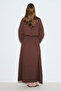 Muslin Waist Tight Dress Brown - 5