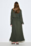 Muslin Waist Tight Dress Dark Green - 8
