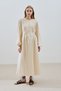 Textured Embroidery Detailed Dress Natural - 4