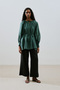 Tunic with Wide Cuffs and Belt Green