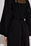 Textured Striped Detailed Dress Black - 5
