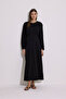 Textured Striped Detailed Dress Black