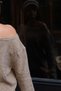 Glittery Boat Neck Knit Sweater Camel - 6