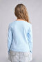 Fitted Buttoned Collar Ribbed Long Sleeve Light Blue T-Shirt Girl Child I1975A826Au - 5
