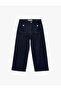 Cotton Pocketed Regular Waist Culotte Trousers - Culotte Jeans - Dark Indigo - 4