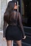 Glittery Transparent Fabric Blouse Black - 5