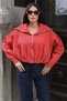 Gabardine Fabric Shawl Collar Lined Zippered Jacket Red - 8