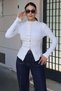 Knitwear Drawstring Buttoned Cardigan White - 4