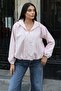 Checkered Fabric Lined Hooded Jacket Pink - 3