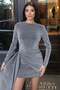 Glitter Fabric Mini Dress Gray - 4
