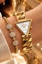 Triangle Case Gold Color Women's Watch - Steel Band - Japanese Machine - Water Resistant - Special Boxed Dkby2059C4