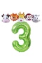 Green Color Number Balloon Safari 3 Years Birthday Party Balloon Set Safari Animals Theme Party - 2