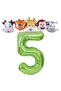 Green Color Number Balloon Safari 5 Years Birthday Party Balloon Set Safari Animals Theme Party - 2