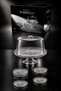Marbella - 7 Piece Glass Cake Set with Plastic Covers, Footed Cake Pan 19 cm + 6 Cake Plates 12 cm