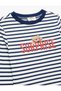 Striped Teddy Bear Printed Long Sleeve Crew Neck T-Shirt - 6
