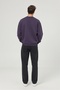 Men's Oversize Thick Textured 3 Thread Non-Threaded Ribbed Crew Neck Basic Purple Sweatshirt - 6