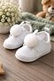 Baby White Rabbit Ears Pompom Velcro Soft Sole Booties First Step Shoes (4-12 Months / 18-19 Size) - L-382 - 6
