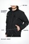 Black Softshell Waterproof Loose Fit Unisex Windbreaker Jacket with Zipper Pockets - 3