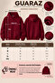 Burgundy Unisex Soft Fabric Oversize Fit Fleece Lined Hooded Sweatshirt Hoodie - 8