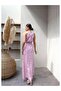 Floral Waist Tie Slit Dress - 5