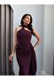 Asymmetrical Collar Draped Maxi Dress - 6