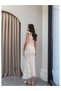 Zero Sleeve Floral Embroidered Long Dress - 5