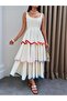Colorful Ruffle Dress with Piping Detail - 3