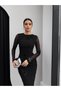 Varaklı Sleeve Sheer Midi Dress - 2