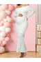 Rochie lunga, Ecru - 7