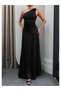 One-Shoulder Draped Satin Dress - 3