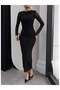 Varaklı Sleeve Sheer Midi Dress - 6